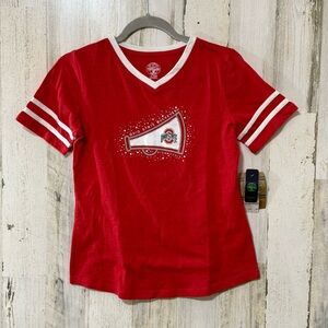 Rivalry Threads Red Ohio State Buckeyes Kids V-Neck Tee with Megaphone Graphic